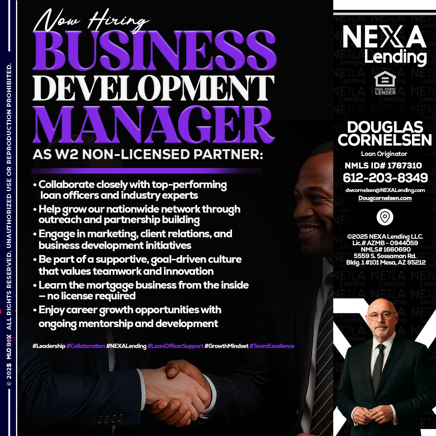 NOW HIRING - Douglas Cornelsen -Loan Originator