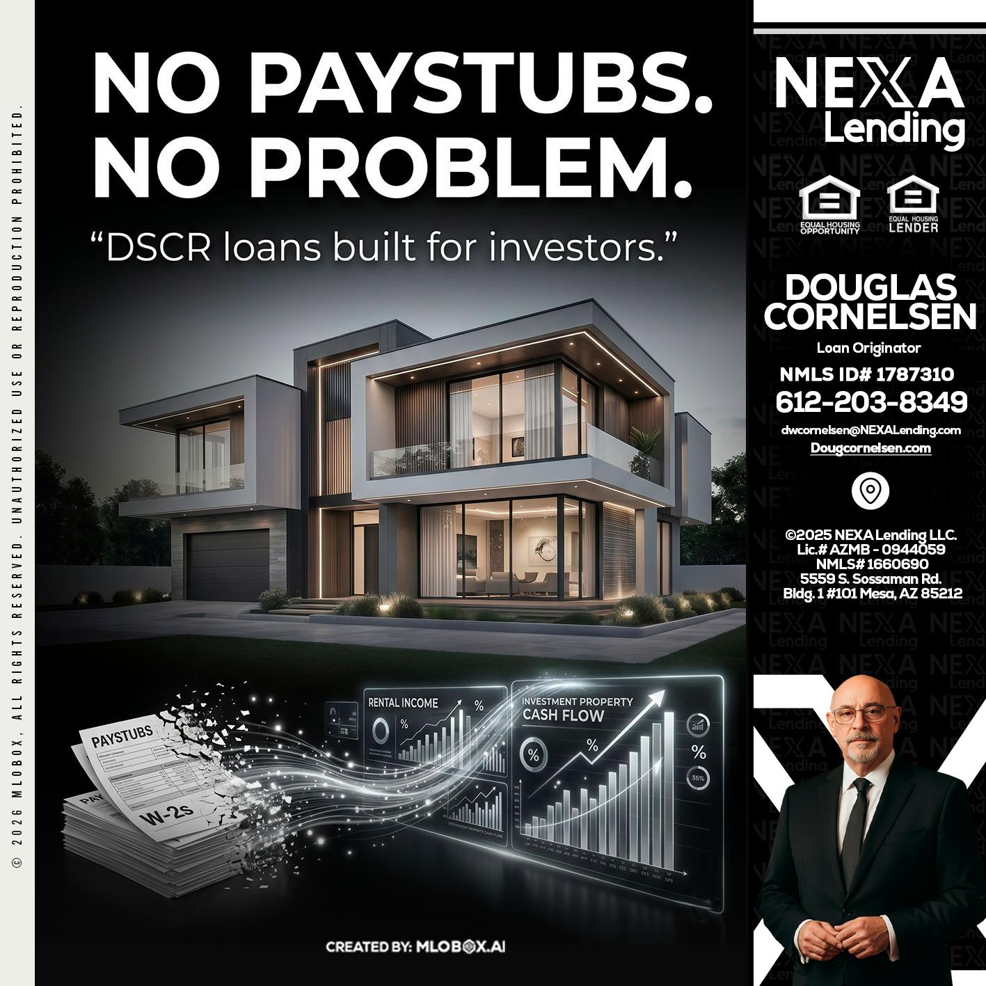 no paystub - Douglas Cornelsen -Loan Originator