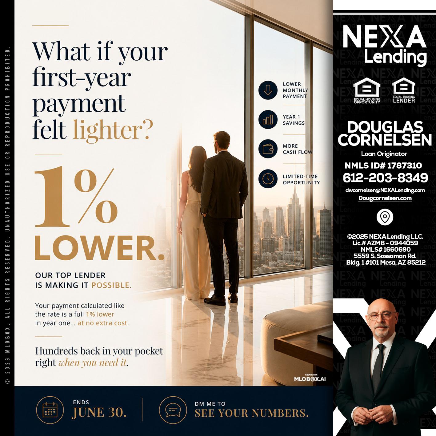 1% lower - Douglas Cornelsen -Loan Originator