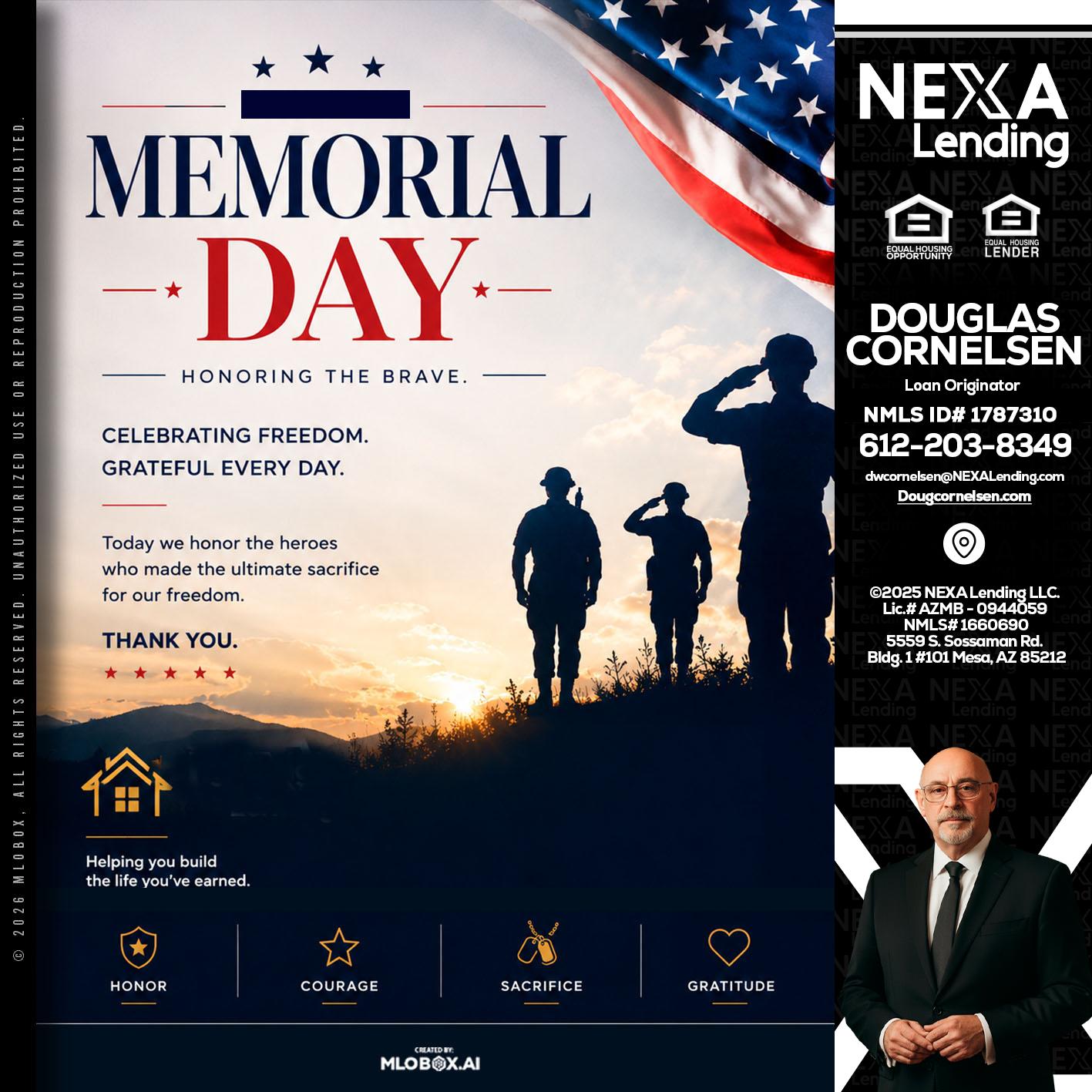 MEMORIAL DAY - Douglas Cornelsen -Loan Originator