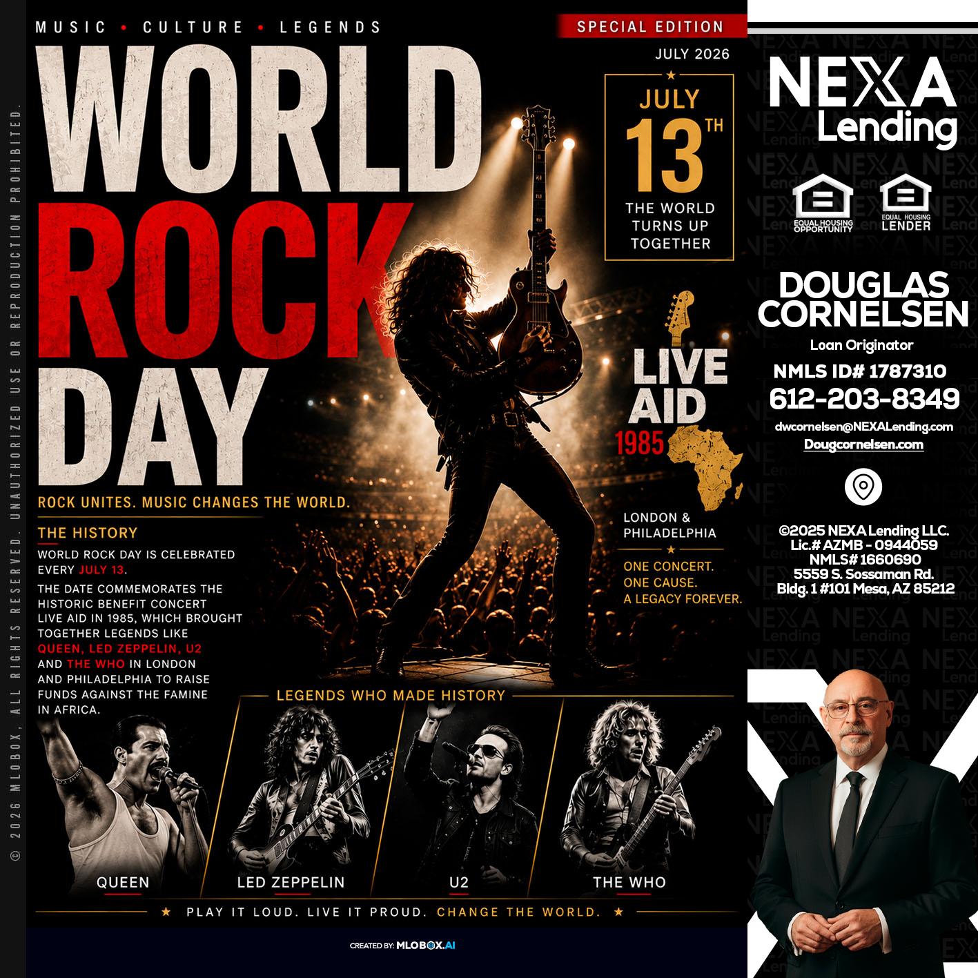 WORLD ROCK MUSIC DAY - Douglas Cornelsen -Loan Originator